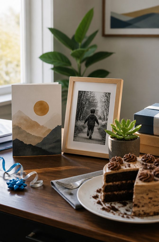A birthday card featuring the quote 'Life begins at 30' alongside a family photo.