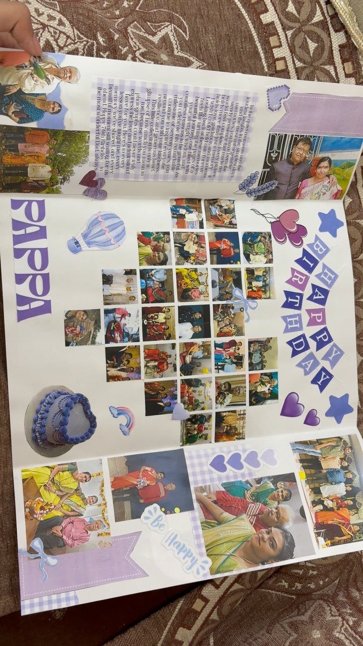 Handmade birthday card for Pappa featuring a photo collage and handwritten letter.