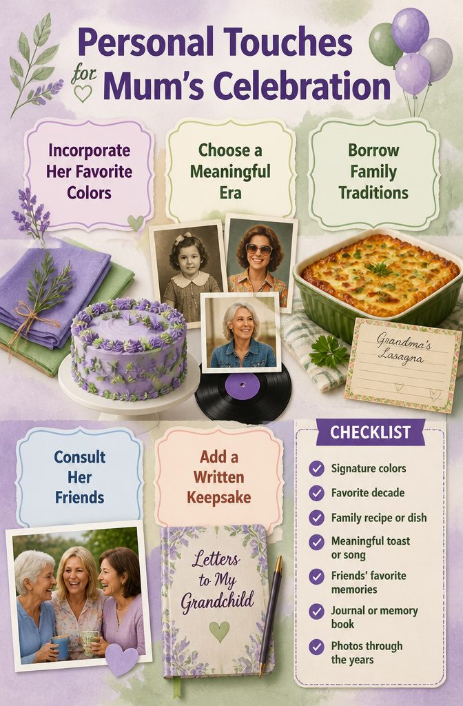 Decorations and details that highlight Mum's personal tastes and preferences.