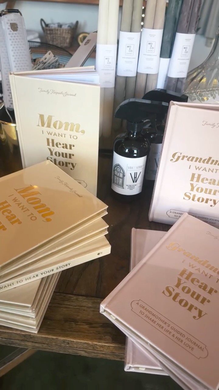 Guided journals for mothers and grandmothers titled I Want to Hear Your Story